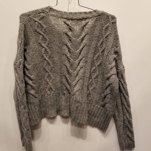 Cecico Silver Gray Chunky Cable Knit Sweater Oversized Size L - Picture 9 of 9